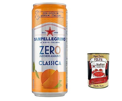 48x San Pellegrino Aranciata Zero dosen ohne Zucker 33cl Limonade orange ohne Zucker + Italian Gourmet polpa 400g von Italian Gourmet E.R.