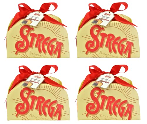 4x Alberti Strega Panettone Weihnachtskuchen mit Sultaninen und kandierten Orangenschalen, gefüllt mit Strega-Creme 1Kg von Italian Gourmet E.R.