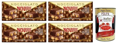 4x Novi Nocciolato Gianduia con Nocciole Intere,Tafel Gianduia-Schokolade mit ganzen Haselnüssen 130g + Italian Gourmet Polpa di Pomodoro 400g Dose von Italian Gourmet E.R.