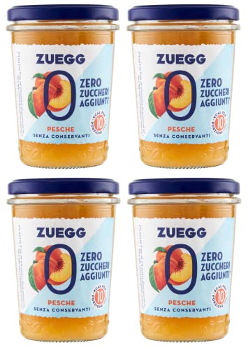 4x Zuegg Zero Pesche Pfirsiche Marmelade Jam Ohne Zuckerzusatz,Frei von Konservierungsstoffen 220g Glas + Italian Gourmet Polpa di Pomodoro 400g Dose von Italian Gourmet E.R.