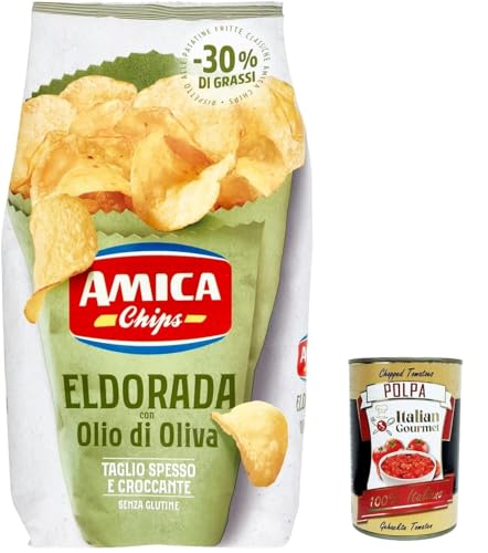 5x Amica Chips Eldorada Chips mit Olivenöl Kartoffelchips gesalzen 130g Kartoffel + Itlaian Gourmet polpa 400g von Italian Gourmet E.R.
