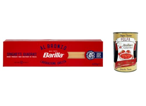 5x Spaghetti Quadrati al Bronzo Bronze Gezogene Pasta 400g Rohe Verarbeitungsmethode + Italian Gourmet polpa 400g von Italian Gourmet E.R.