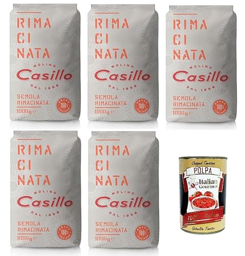 5x Casillo Semola di Grano Duro Rimacinata Nachgemahlener Hartweizengrieß 1 kg+ Italian gourmet polpa 400g von Italian Gourmet E.R.