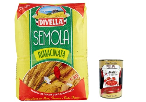 5x Divella Semola Di Grano Duro Rimacinata Hartweizengries 5kg + Italian Gourmet polpa 400g von Italian Gourmet E.R.