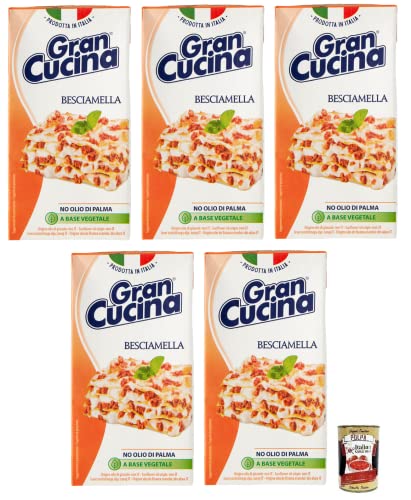 5x Gran Cucina Besciamella,Creme auf Pflanzlicher Basis,Bechamel Sauce zum Kochen Ohne Palmöl 500g + Italian Gourmet Polpa di Pomodoro 400g Dose von Italian Gourmet E.R.