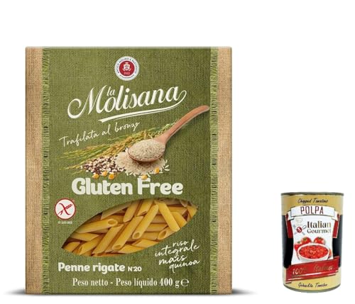 5x La Molisana, Penne Rigate n. 20 Senza glutine, Gluten frei Pasta mit voller Reis, Mais und Quinoa, gluten free, 400 g + Italian Gourmet polpa 400g von Italian Gourmet E.R.