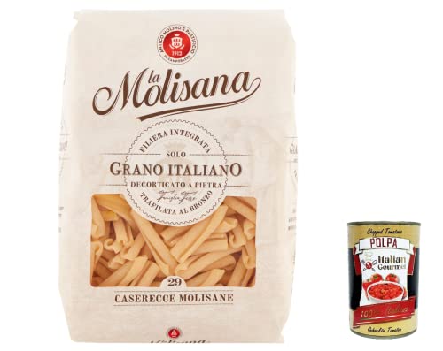 5x La Molisana Casareccia N. 29 Pasta Lenta Lavorazione Teigwaren aus Hartweizengrieß Bronze-Zeichnung 500g + Italian Gourmet Polpa 400g von Italian Gourmet E.R.