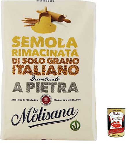 5x Molisana Semola rimacinata di Grano Duro Durum Weizengieß 1 kg Grieß für Pizza + Italian Gourmet Polpa 400g von Italian Gourmet E.R.