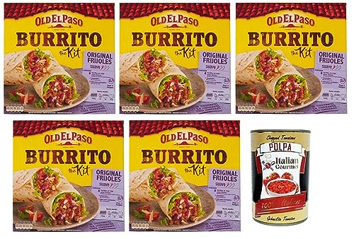 5x Old El Paso Burrito The Kit Original Frijoles,Mexikanische Spezialitäten,510-g-Packung + Italian Gourmet Polpa di Pomodoro 400g Dose von Italian Gourmet E.R.