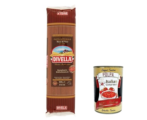 5x Pasta Divella Spaghetti integrale n. 8 Vollkor italienisch Nudeln 500 g + Italian Gourmet polpa 400g von Italian Gourmet E.R.