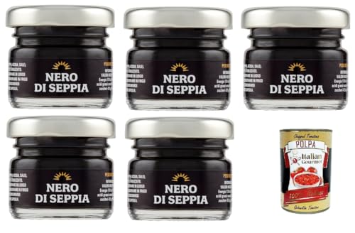 5x SMERALDA Nero di Seppia Tintenfisch-Tinte 20gr + Italian Gourmet polpa 400g von Italian Gourmet E.R.