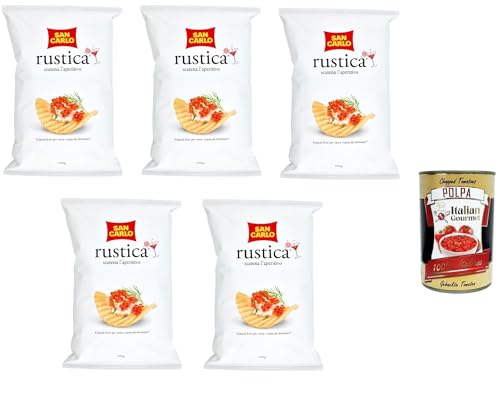 5x San Carlo Rustica Chips Patatine Kartoffelchips gesalzen 190g Kartoffel chips + Italian Gourmet polpa 400g von Italian Gourmet E.R.