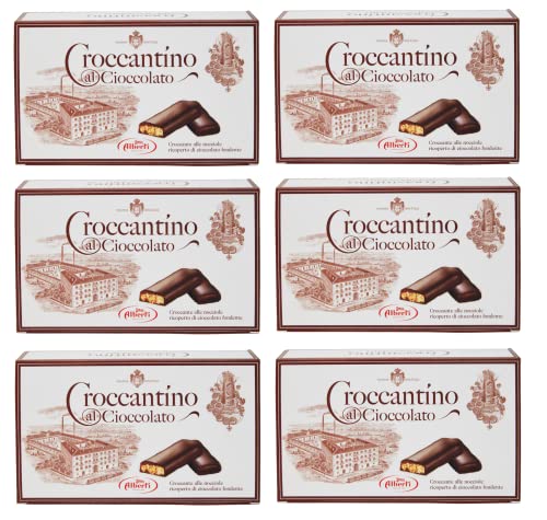 6x Alberti Strega Croccantino al Cioccolato Croccante alle nocciole ricoperto di cioccolato fondente Knusprig mit Haselnüssen mit dunkler Schokolade überzogen 300g Glutenfrei von Italian Gourmet E.R.