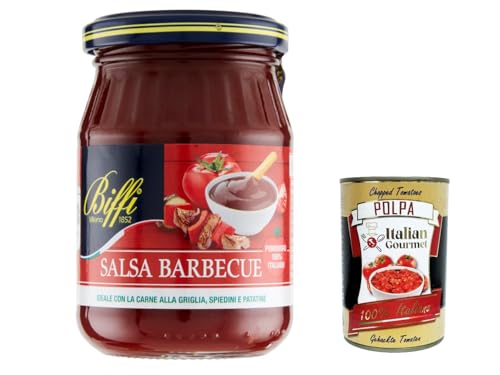 6x Biffi salsa Barbecue, BBQ sauce, Eine leicht würzige Sauce mit einem geräucherten Geschmack, 100% italienische Tomate 210g + Italian Gourmet polpa 400g von Italian Gourmet E.R.