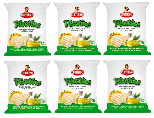 6x Curtiriso Risatine Reis- und Mais Snacks mit Olivenöl Salziger Snack 30g von Italian Gourmet E.R.