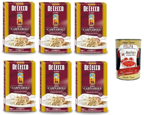 6x De Cecco Riso Carnaroli Superfino - Mittelkorn-Reis für Risotto, 1000gr+ Italian Gourmet polpa 400g von Italian Gourmet E.R.