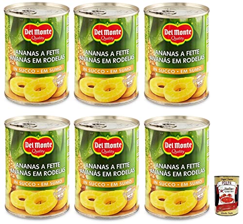 6x Del Monte Ananas a Fette in Succo,Geschnittene Ananas in Saft,Obst in Saft,565g Dose + Italian Gourmet Polpa di Pomodoro 400g Dose von Italian Gourmet E.R.