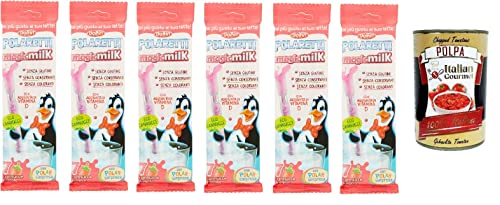 6x Dolfin - Polaretti MagicMilk Strohhalme Erdbeere Ohne Konservierungsstoffe, glutenfrei und ohne Farbstoffe Packungen (42 Polaretti-Strohhalme) von Italian Gourmet E.R.