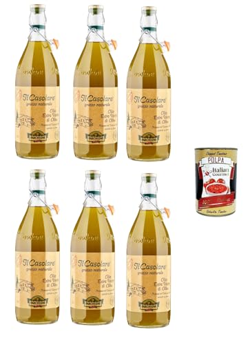 6x Farchioni Casolare Olivenöl Extra Vergine 1Lt 100% nativ natives Olio Oliva + Italian Gourmet Polpa 400g von Italian Gourmet E.R.