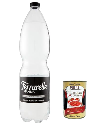 6x Ferrarelle Maxima Sparkling Water, 1,5 Liter PET-Sprudel Wasser flaschen + Italian Gourmet Polpa 400g von Italian Gourmet E.R.