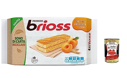 6x Ferrero Brioss Albicocca Aprikose, Apricot kuchen Packung mit 10 Snacks, 280 g + Italian Gourmet polpa 400g von Italian Gourmet E.R.