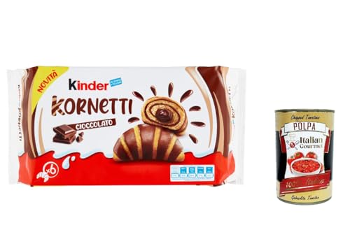 6x Ferrero Kinder Kornetti Cioccolato Cornetti Mit Schokolade Gefüllte Croissants Packung mit 252g, jede Packung enthält 6 Croissants + Italitan Gourmet polpa 400g von Italian Gourmet E.R.