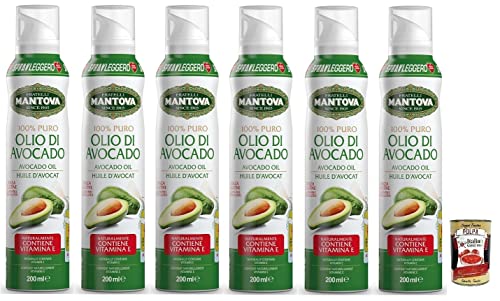 6x Fratelli Mantova Condimento all'Avocado,100% reines Avocadoöl Spray,Italienisches Sprühöl 200ml + Italian Gourmet Polpa di Pomodoro 400g Dose von Italian Gourmet E.R.