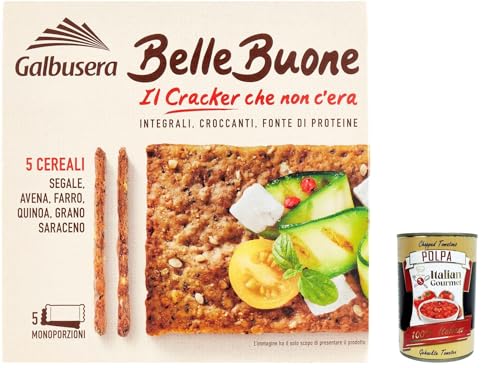 6x Galbusera Belle Buone, Vollkorn Cracker mit 5 Müsli : Rye, Hafer, geschrieben, Quinoa und Buchweizen.200g + Italian Gourmet polpa 400g von Italian Gourmet E.R.