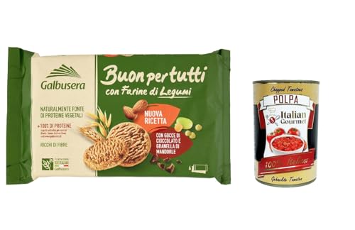 6x Galbusera Buonpertutti, Kekse mit Hülsenfruchtmehl, Stücken dunkler Schokolade und gehacktem Mundorle 260g + Italian Gourmet polpa 400g von Italian Gourmet E.R.