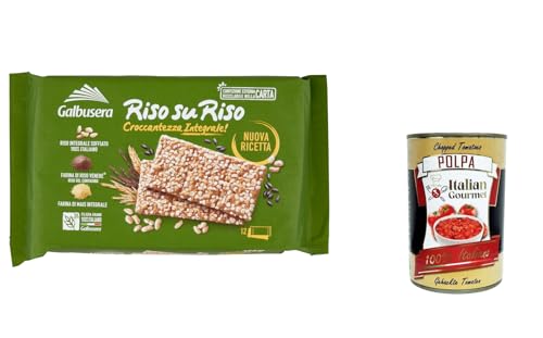 6x Galbusera RisosuRiso Integrale, Cracker mit knusprig 100% italienisch gepuss vollen Reiskörnern 380g + Italian Gourmet polpa 400g von Italian Gourmet E.R.