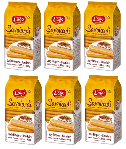 6x Gastone Lago Savoiardi Traditionelle Sardische Kekse,an der Oberfläche leicht gezuckert mit leichtem Zitronenaroma 400g von Italian Gourmet E.R.