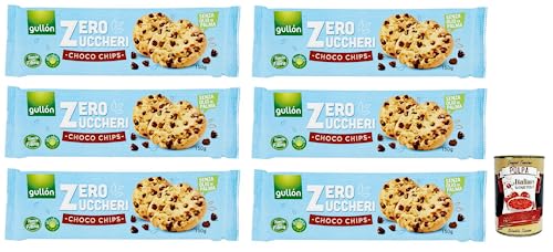 6x Gullón Choco Chips Senza Zuccheri,Kekse mit Schokoladenstückchen Zuckerfreie,Packung mit 150g + Italian Gourmet Polpa di Pomodoro 400g Dose von Italian Gourmet E.R.