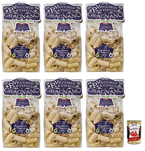 6x Il Vecchio Pastificio di Gragnano Pasta Rigatoni,Gragnano IGP-Nudeln aus Hartweizengrieß von höchster Qualität 500g + Italian Gourmet Polpa di Pomodoro 400g Dose von Italian Gourmet E.R.