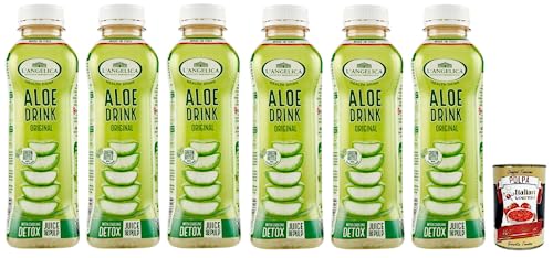 6x L' Angelica Original Nahrungsergänzungsmittel Aloe Drink, Getränk auf Basis von Aloe-Saft und Aloe-Fruchtfleisch,Einweg-PET-Flasche 500ml + Italian Gourmet Polpa di Pomodoro 400g Dose von Italian Gourmet E.R.