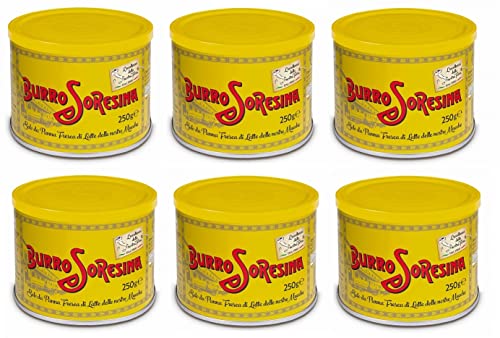 6x Latteria Soresina Burro Butter, die nur aus frischer Milchcreme hergestellt wird Italienische Exzellenz Dose mit 250g von Italian Gourmet E.R.