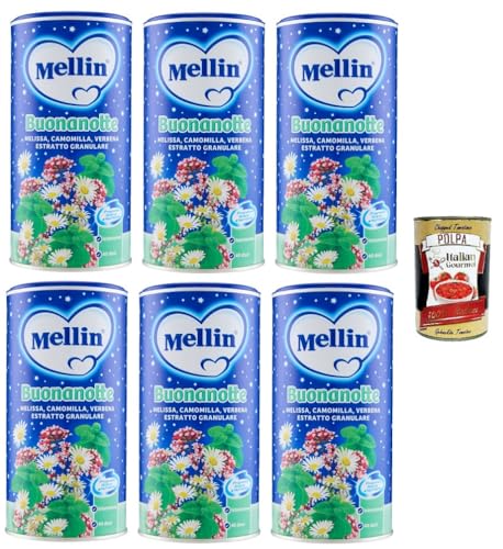 6x MELLIN Goodnight Lösliche Kamille, Kamille, Zitronenmelisse, Eisenkraut mit körnigem Extrakt 200gr+ Italian Gourmet polpa 400g von Italian Gourmet E.R.