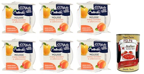 6x Melinda Mousse Mela Golden e Albicocca,100% Natürliches Fruchtpüree,Goldenes Apfel-Aprikosen-Mousse ( 2 x 100g ) + Italian Gourmet Polpa di Pomodoro 400g Dose von Italian Gourmet E.R.