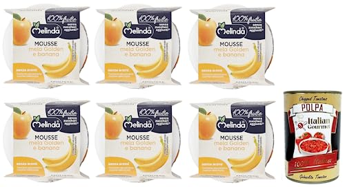 6x Melinda Mousse Mela Golden e Banana,100% Natürliches Fruchtpüree,Goldenes Apfel-Bananen-Mousse ( 2 x 100g ) + Italian Gourmet Polpa di Pomodoro 400g Dose von Italian Gourmet E.R.