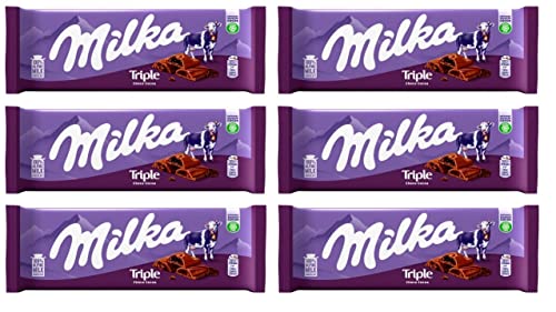 6x Milka Triple Choco Cocoa Schokoladenriegel Dreifache Schokolade 90g Tablette von Italian Gourmet E.R.