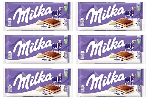 6x Milka Yoghurt Alpenmilch Schokolade gefüllt mit Magermilchjoghurt-Crème 100g Schokoladenriegel von Italian Gourmet E.R.