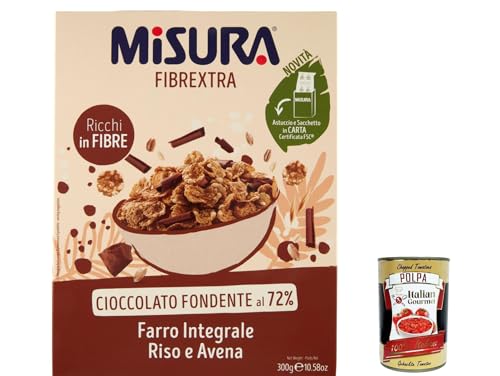 6x Misura Cereali Fibrextra, Müsli mit Schokoladenlöcken, Vollkornschild, Reis und Vollkorn, 300g + Italian Gourmet polpa 400g von Italian Gourmet E.R.