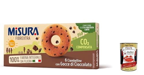 6x Misura Ciambelline con Gocce di Cioccolato Fibrextra, Donut mit Schokoladenchips, 100% volles Mehl, reich an Ballaststoffen 230g + Italian Gourmet polpa 400g von Italian Gourmet E.R.