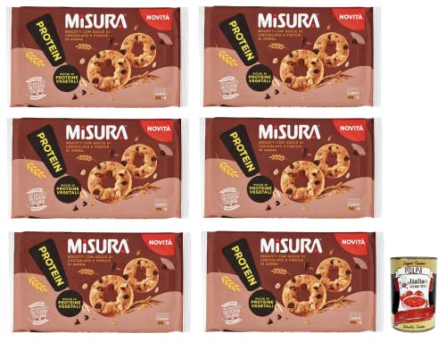 6x Misura Protein,Proteinkekse mit Schokoladentropfen und Haferflocken,Reich an pflanzlichen Proteinen, 260g + Italian Gourmet Polpa di Pomodoro 400g Dose von Italian Gourmet E.R.