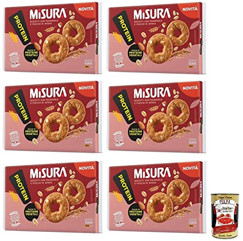 6x Misura Proteinkekse mit Mandeln und Haferflocken,Reich an pflanzlichen Proteinen,Packung mit 260g + Italian Gourmet Polpa di Pomodoro 400g Dose von Italian Gourmet E.R.