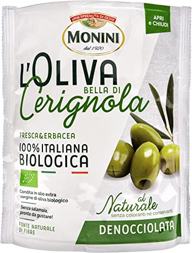 6x Monini L'Oliva Bella Di Cerignola, narbig grün, 100 % natürlich, italienisch, organisch, 150 Gramm von Italian Gourmet E.R.