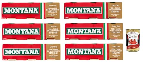 6x Montana linea oro Rindfleisch in Aspik dosen 3x 90g 100% Italienisch Fleisch, Aspikfleisch + Italian Gourmet polpa 400g von Italian Gourmet E.R.