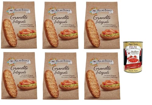 6x Mulino Bianco Crostini Granetti integrali Vollkorn-Croutons, reich an Ballaststoffen Snack, 280g + Italian Gourmet polpa 400g von Italian Gourmet E.R.