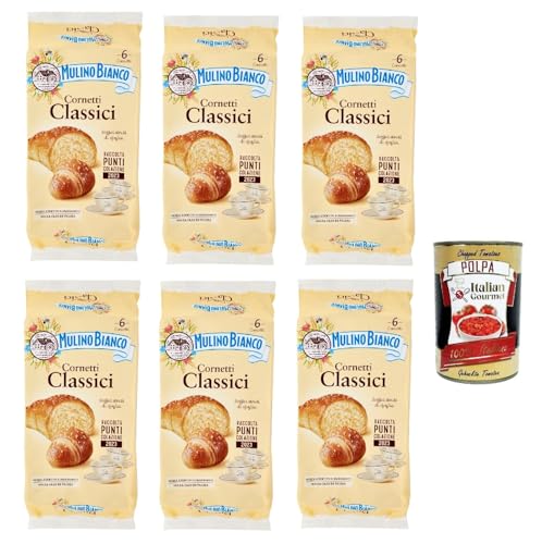 6x Mulino Bianco Kuchen Cornetti Classici Croissant Snack ohne Konservierungszusätze Briosche 240g kekse + Italian gourmet polpa 400g von Italian Gourmet E.R.