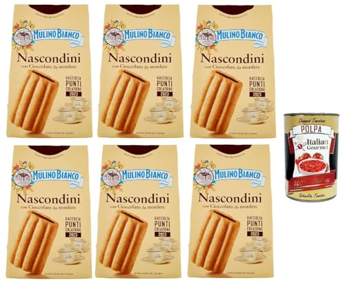 6x Mulino Bianco Nascondini Shortbread Kekse mit Schokolade zum Anbeißen biscuits cookies, 330 g + Italian gourmet polpa 400g von Italian Gourmet E.R.