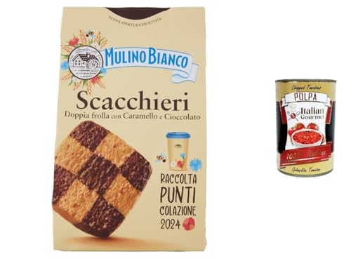 6x Mulino Bianco Scacchieri Kekse Doppelter Mürbeteig mit Karamell und Schokolade 300g, biscuits cookies + Italian Gourmet polpa 400g von Italian Gourmet E.R.